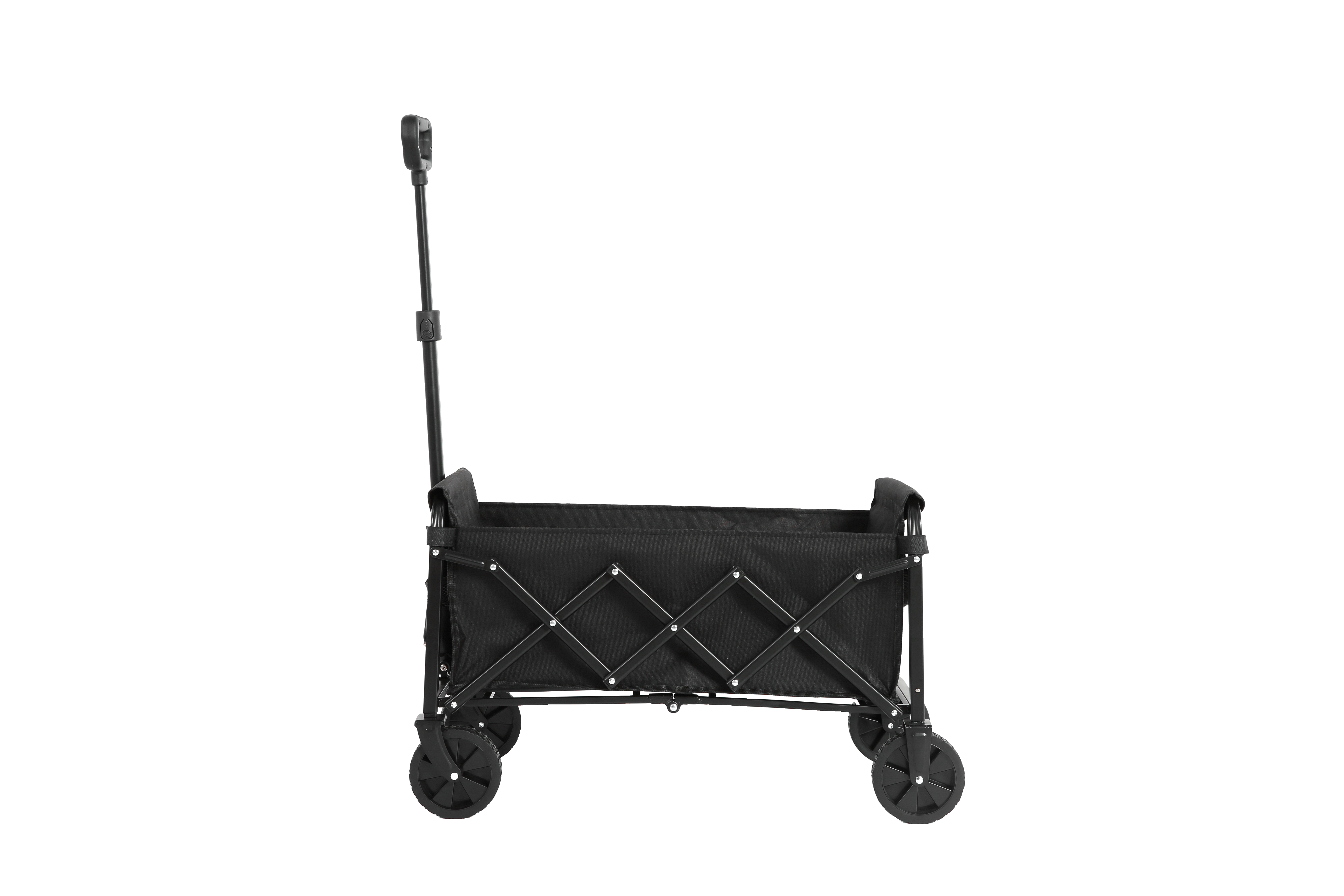 COSTWAY Grand Chariot Plage Pliable 150L – Chariot Courses Camping Avec 2 Caisses Rangement, 5 Roues, Poignée Télescopique Métal (Noir)