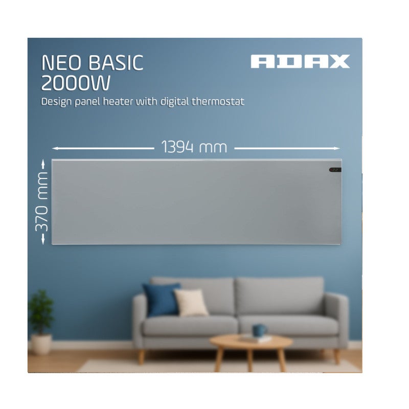 Radiateur électrique ADAX - Argent - 2000 W - 139,4 x 37 x 9 cm - Neo Basic NP20 KDT - 3