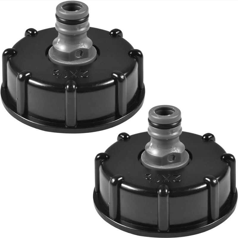 2 SZT. Adapter do korka zbiornika na wodę, Korek zbiornika IBC, Złączka IBC S60x6, Korek z gwintem 1/2 cala, Nadaje się do podłączania l