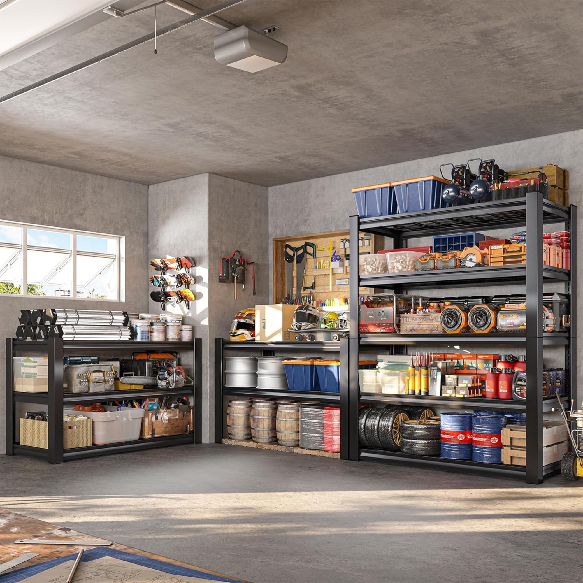 Scaffale In Metallo Reticolato BOUDECH 150x100x50 Cm – 4 Ripiani, Portata 1365 Kg, Per Garage E Officina