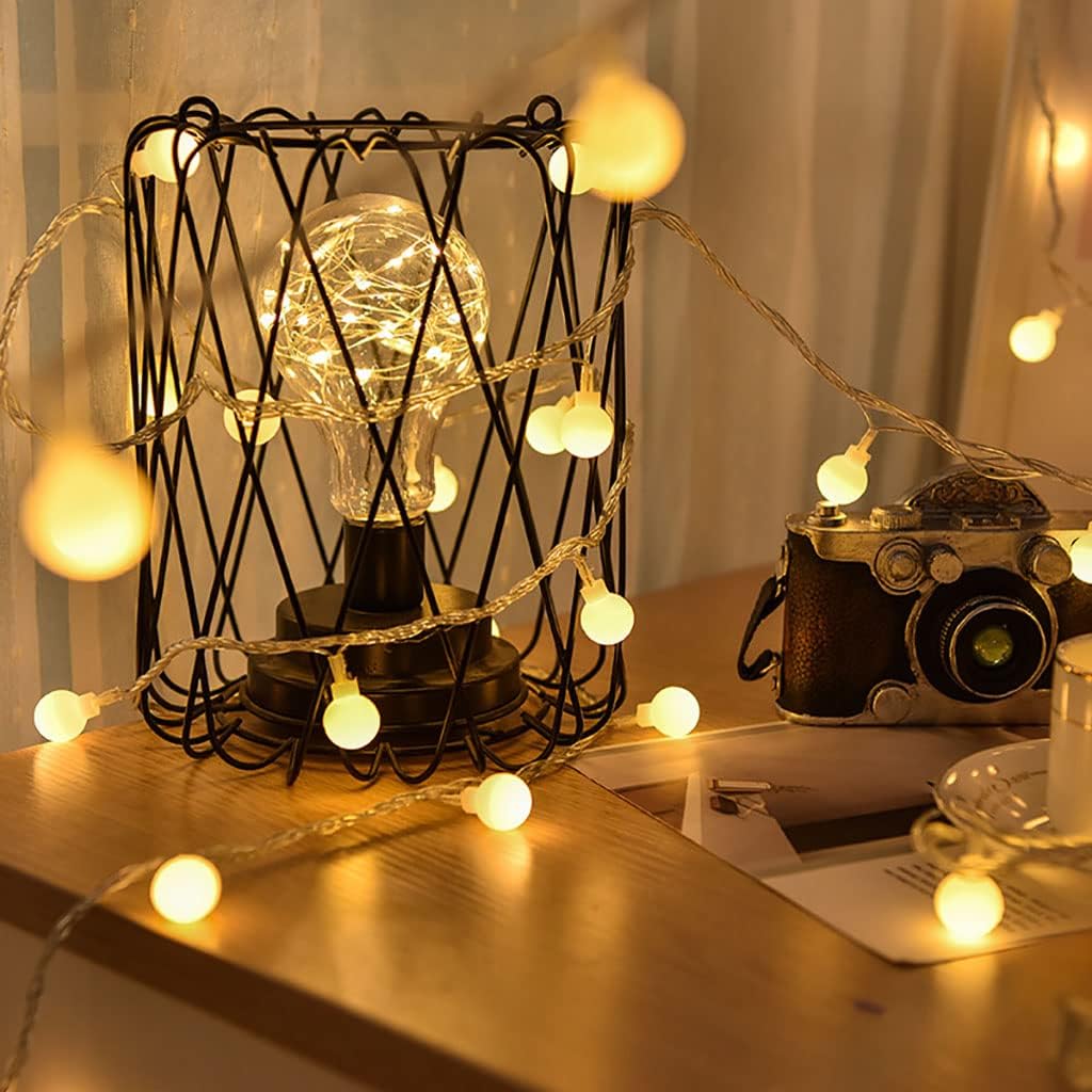 Guirlande lumineuse LED 5 m – 50 boules blanc chaud, étanche, à piles pour déco de Noël - 2