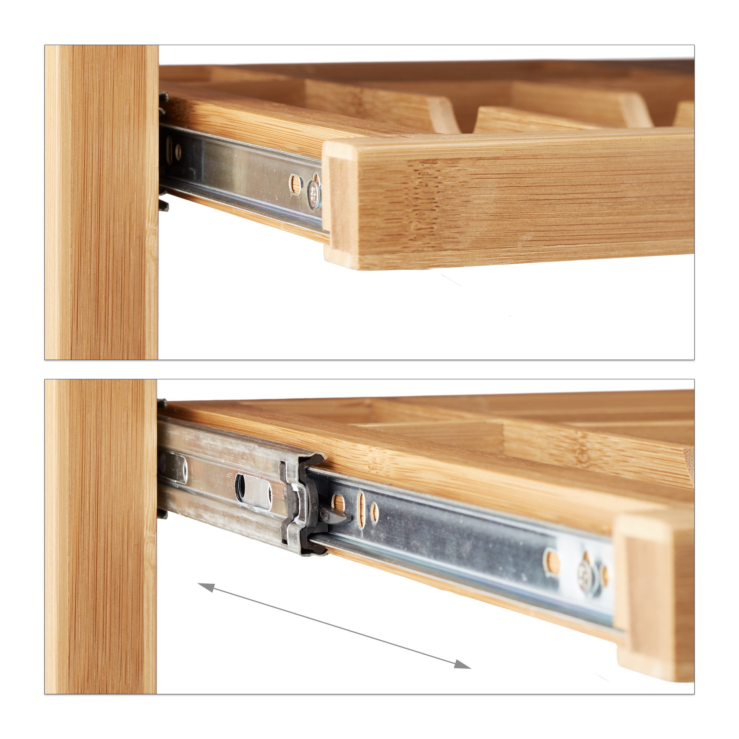 Bureau informatique table ordinateur en bambou emplacement clavier HxlxP: 76,5 x 106,5 x 55,5 cm, nature, Relaxdays - 5