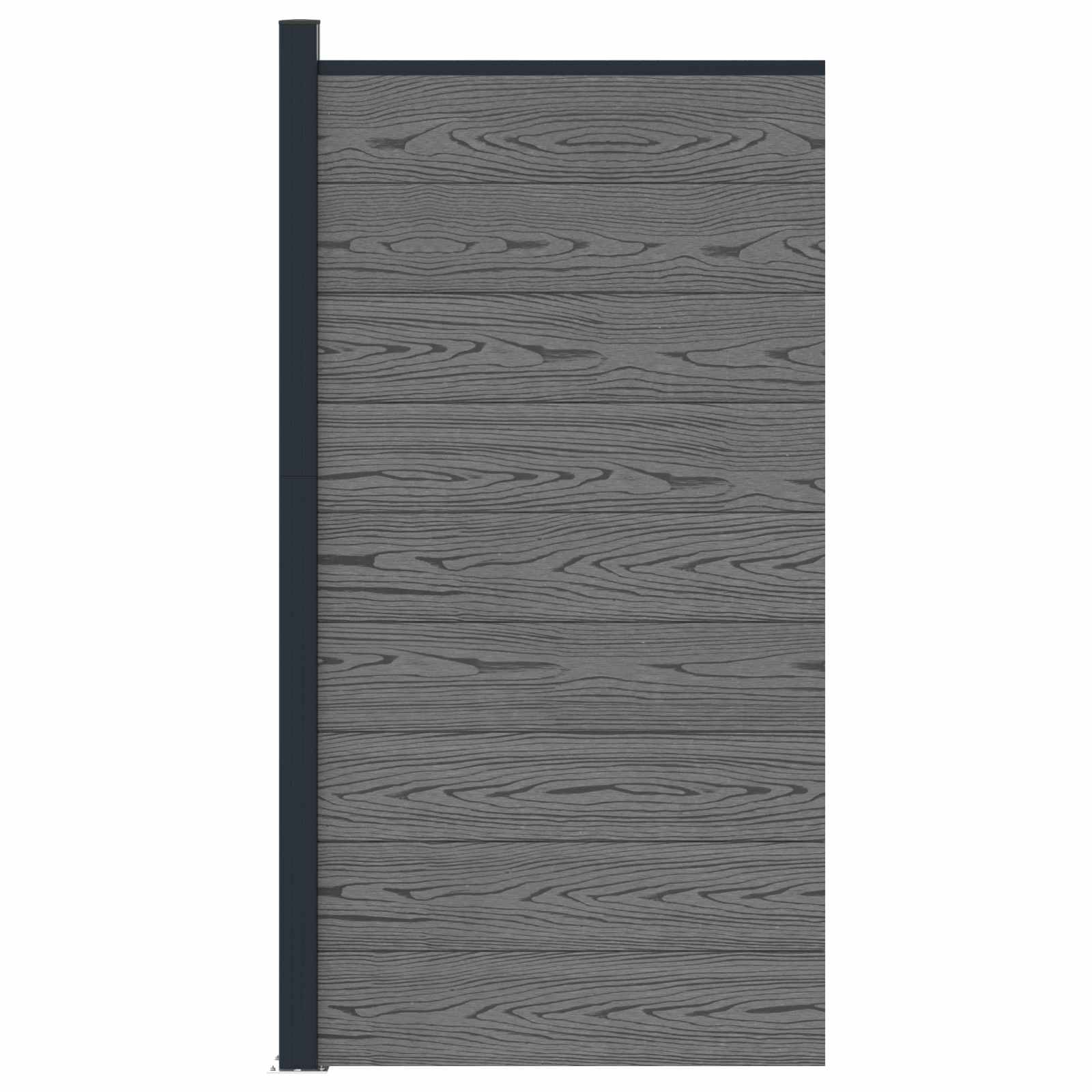 Panneau de clôture WPC et aluminium, gris - 3