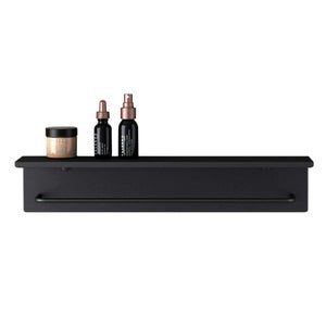 Étagère Salle De Bain Industrielle En Tuyau Métal Et Bois - Style Vintage Avec Barre Porte-serviettes - Noir Mat, Fixation Murale
