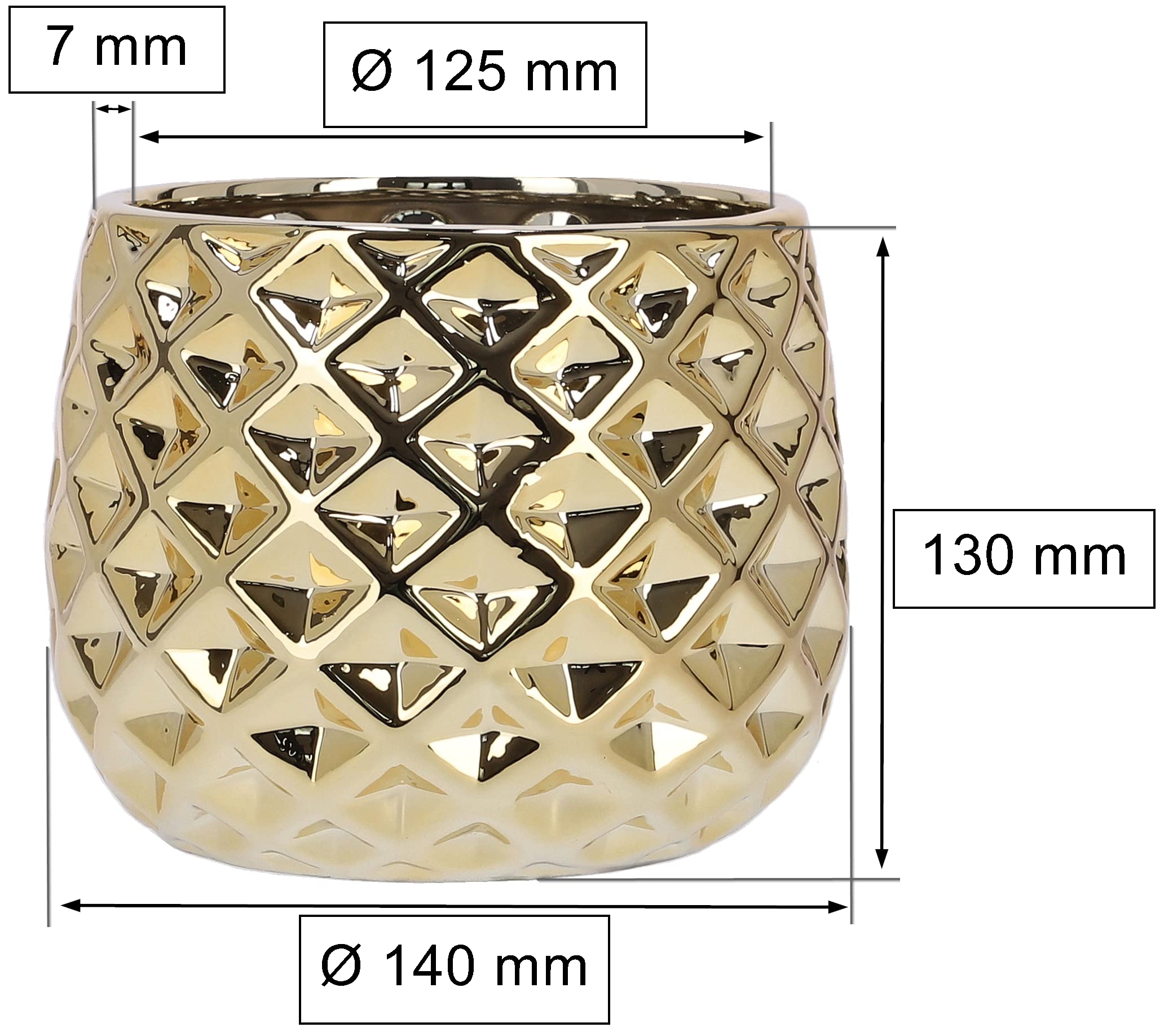 Doniczka donica osłona na kwiaty rośliny ø 13cm złota ceramiczna szkliwiona - KOTARBAU - 2
