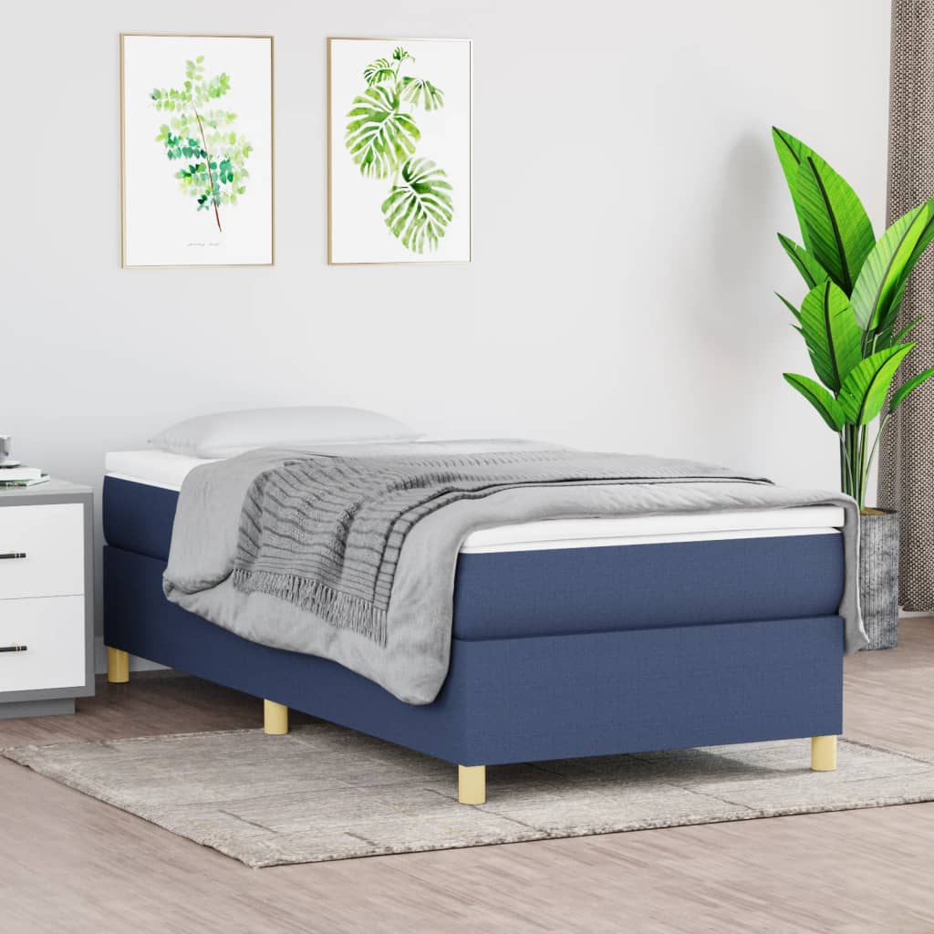 Łóżko kontynentalne Niebieska 90x200 cm Tkanina vidaXL