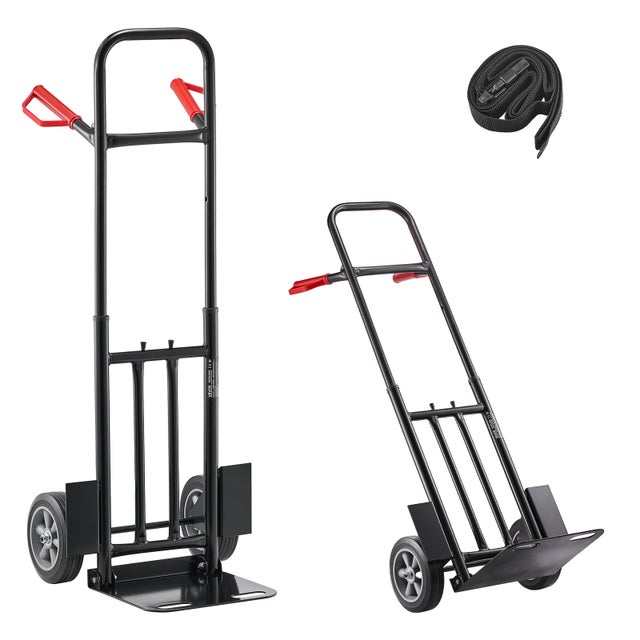 Diable Pliant VEVOR, Charge 272,1 kg, en Acier Allié avec Roues, Poignée Télescopique, pour Manutention Domicile Bureau Entrepôt Supermarché