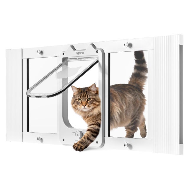 Aba Cat adequada para janelas VEVOR 787 a 914 mm, vidro de alumínio de alta transparência, fecho magnético, 4 modos de travamento, branco