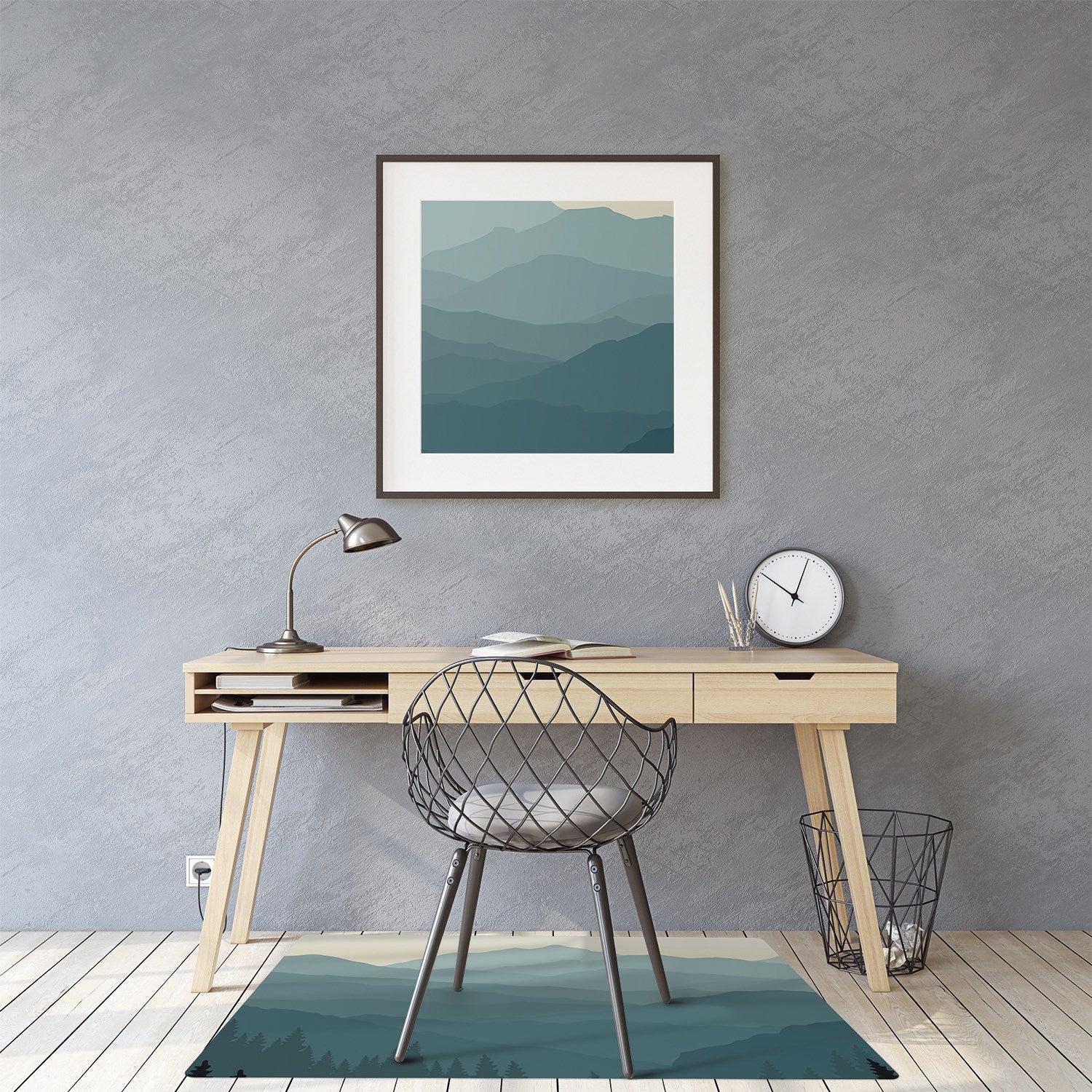 Mata pod fotel obrotowy, Las faktura metaliczna 100x70 cm nowoczesna – Tulup - 3