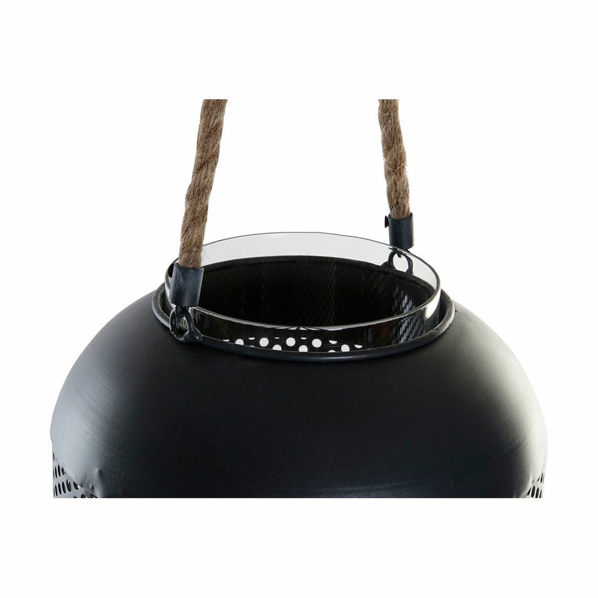 Portacandele DKD Home Decor S3026342 Cristallo Nero Metallo Corda (22 x 22 x 43 cm) - 4