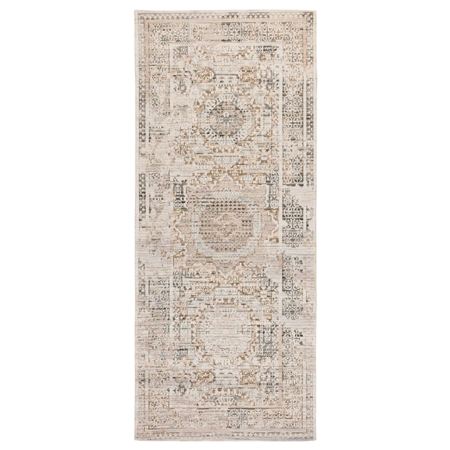 Dywan chodnik Wełniany Sahara 80x200 cm Klasyczny Vintage Beżowy