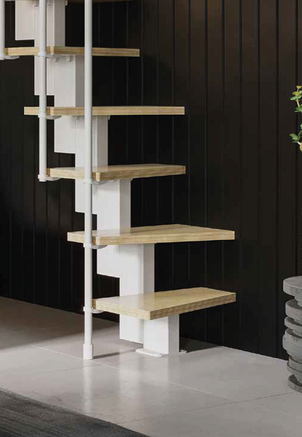 Escalier 1 quart tournant 11 marches - Hauteur à franchir de 2.40 à 2.84m - Largeur 60cm - Couleur bois et blanc - SMALL60/L/SBNAT-11 - 4