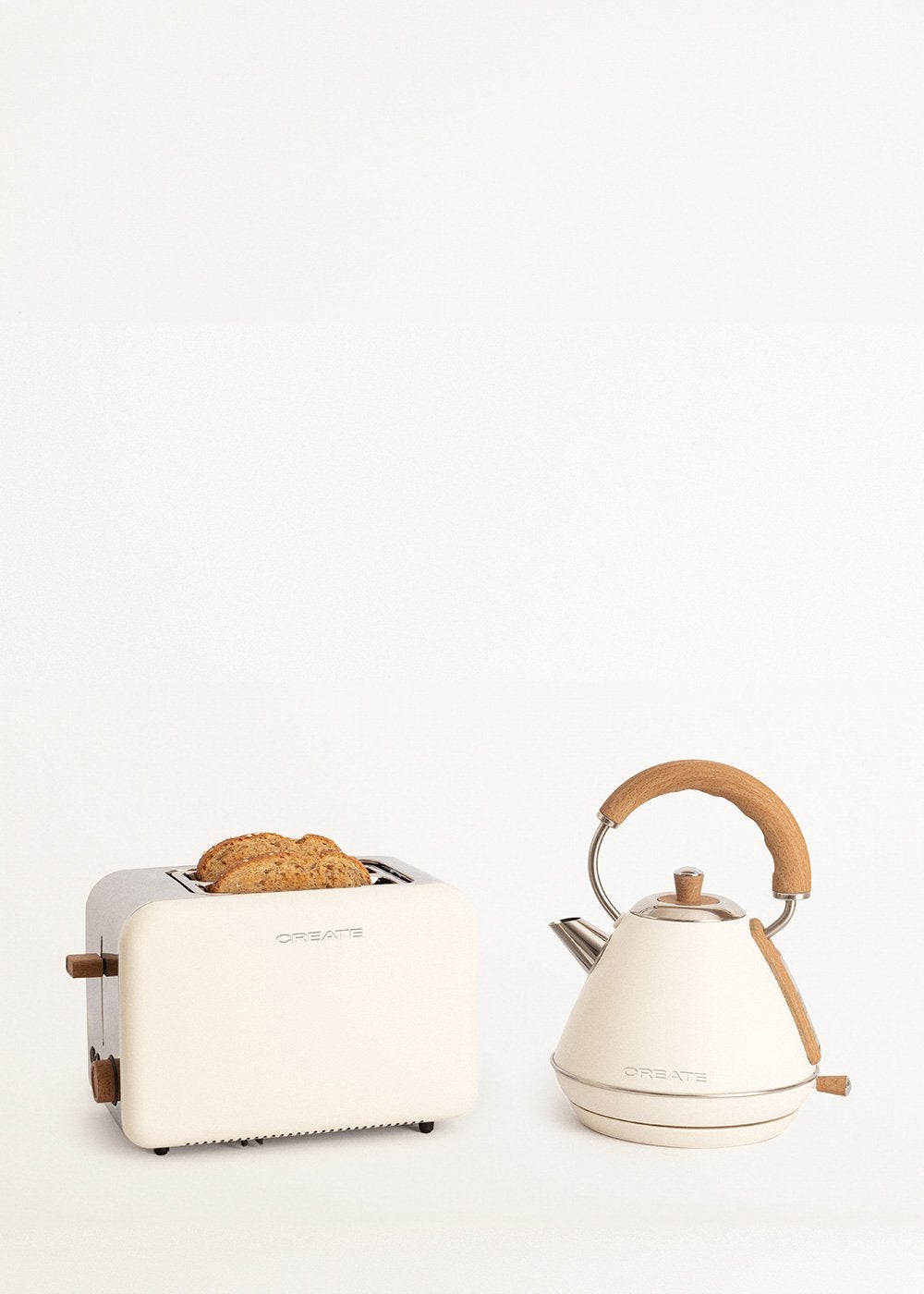 CREATE - Pack grille-pain TOAST RETRO + bouilloire KETTLE RETRO - Blanc cassé - 2