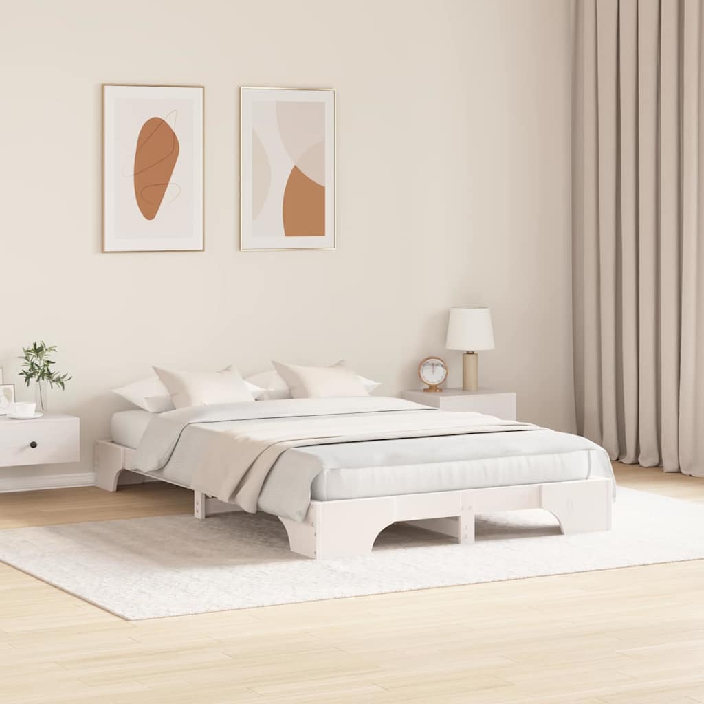 Cadre de lit en pin massif blanc, pour la chambre, 120 × 190 cm - 3