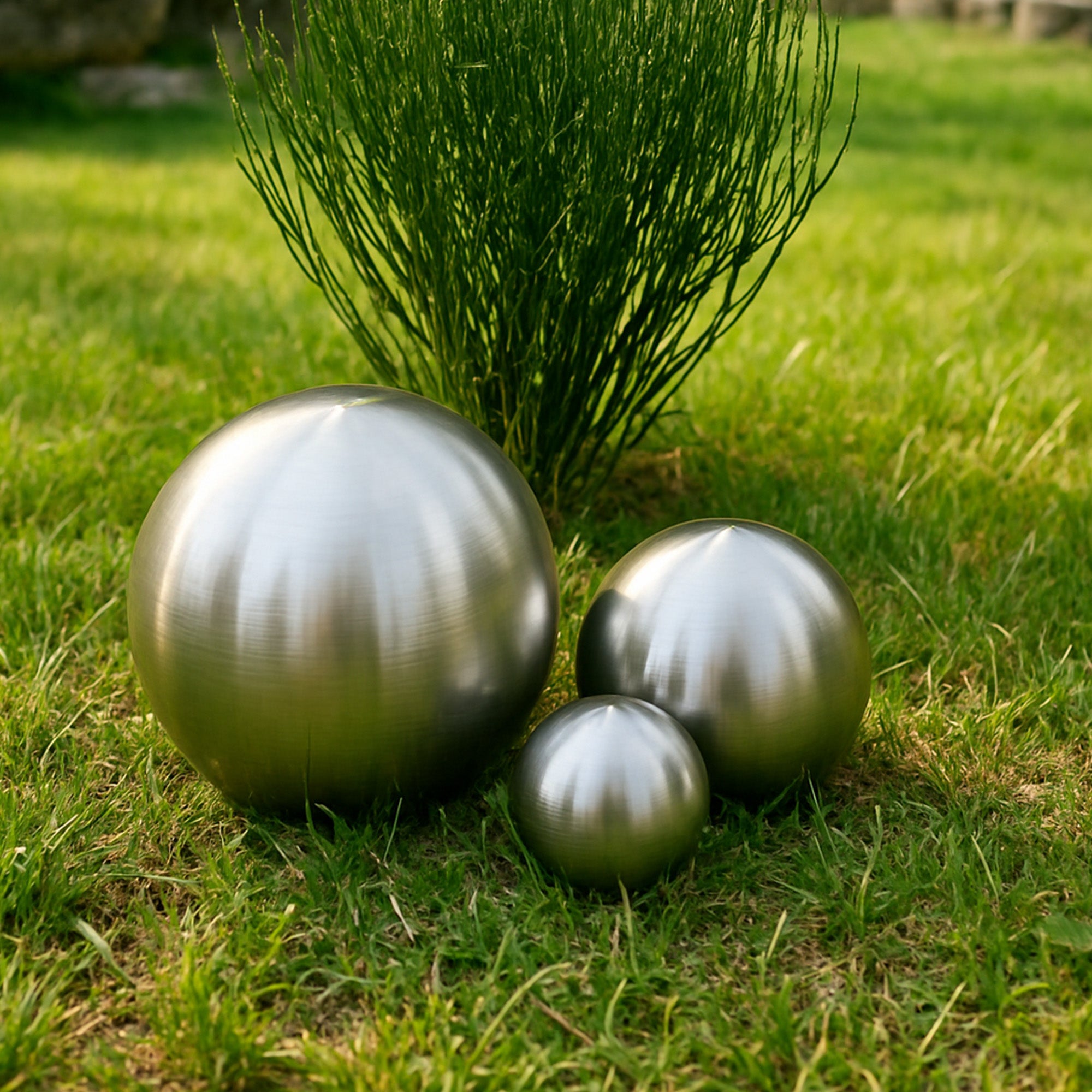 Köhko zestaw 3 kul ze stali nierdzewnej Ø 6-12-18 cm kula dekoracyjna wykonana ze szczotkowanej matowej stali nierdzewnej