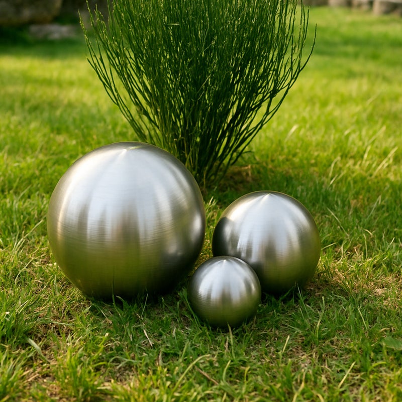 Köhko zestaw 3 kul ze stali nierdzewnej Ø 6-12-18 cm kula dekoracyjna wykonana ze szczotkowanej matowej stali nierdzewnej