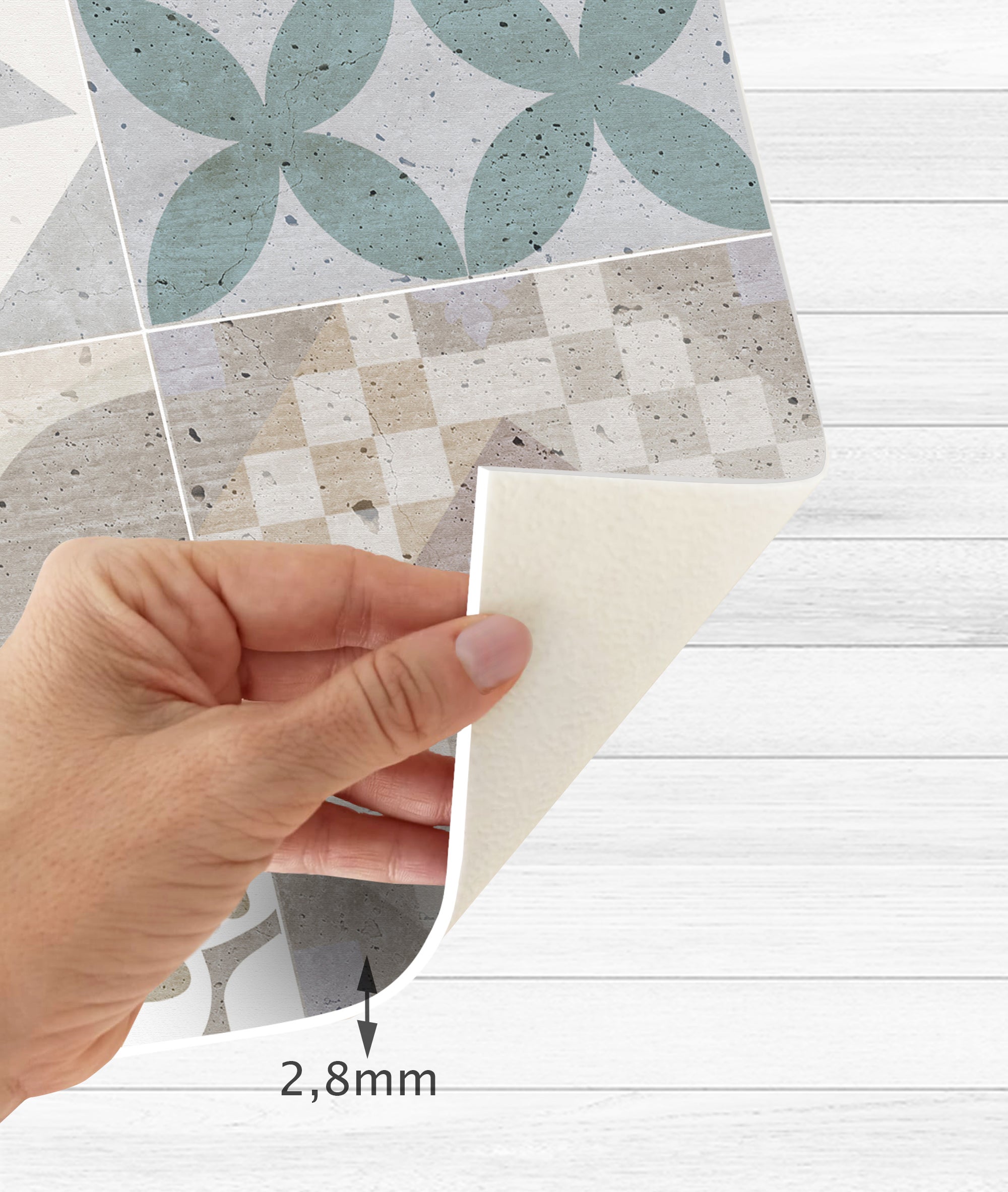 Tappeto antiscivolo in vinile Tiles vntage 1 80x300 cm - PVC stampato, lavabile, ignifugo, per il salotto o la cucina, stile idraulico - 4