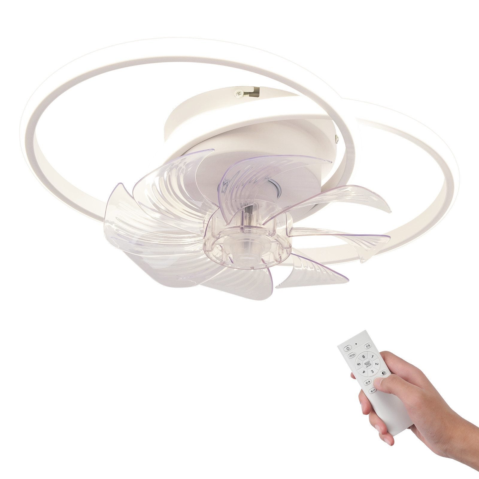NETTLIFE Lampowentylator LED 36W Cichy, Nowoczesny, 3 Barwy Światła, 6 Prędkości, Pilot, Biały, do Jadalni Biura Pokoju Dziecięcego - 9