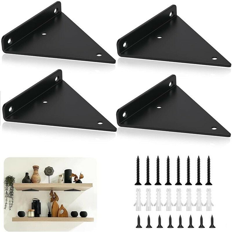 Soportes Estante Metal 12 Pulgadas 4 Soportes Resistentes Para Estanterías, 250 Mm, De Metal, Color Negro, ángulo De 90 Grados Soporte Metal L 12 Pulgadas