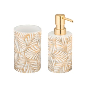 Ensemble Salle De Bain 4 Pièces - Porte-savon, Porte-brosse à Dents, Distributeur, Tasse - Blanc - Design Sans Perçage