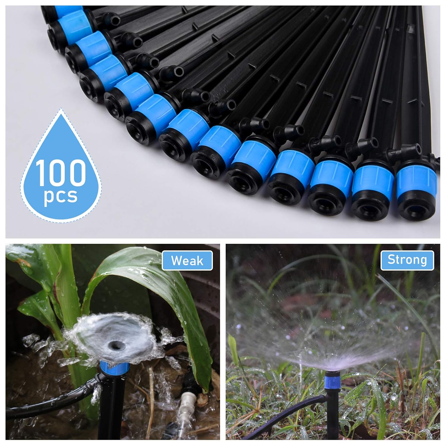 Goutteur d'irrigation, micro-arroseur réglable à 360 degrés, pour l'irrigation de la pelouse de serre, 100 pièces (bleu). - 4