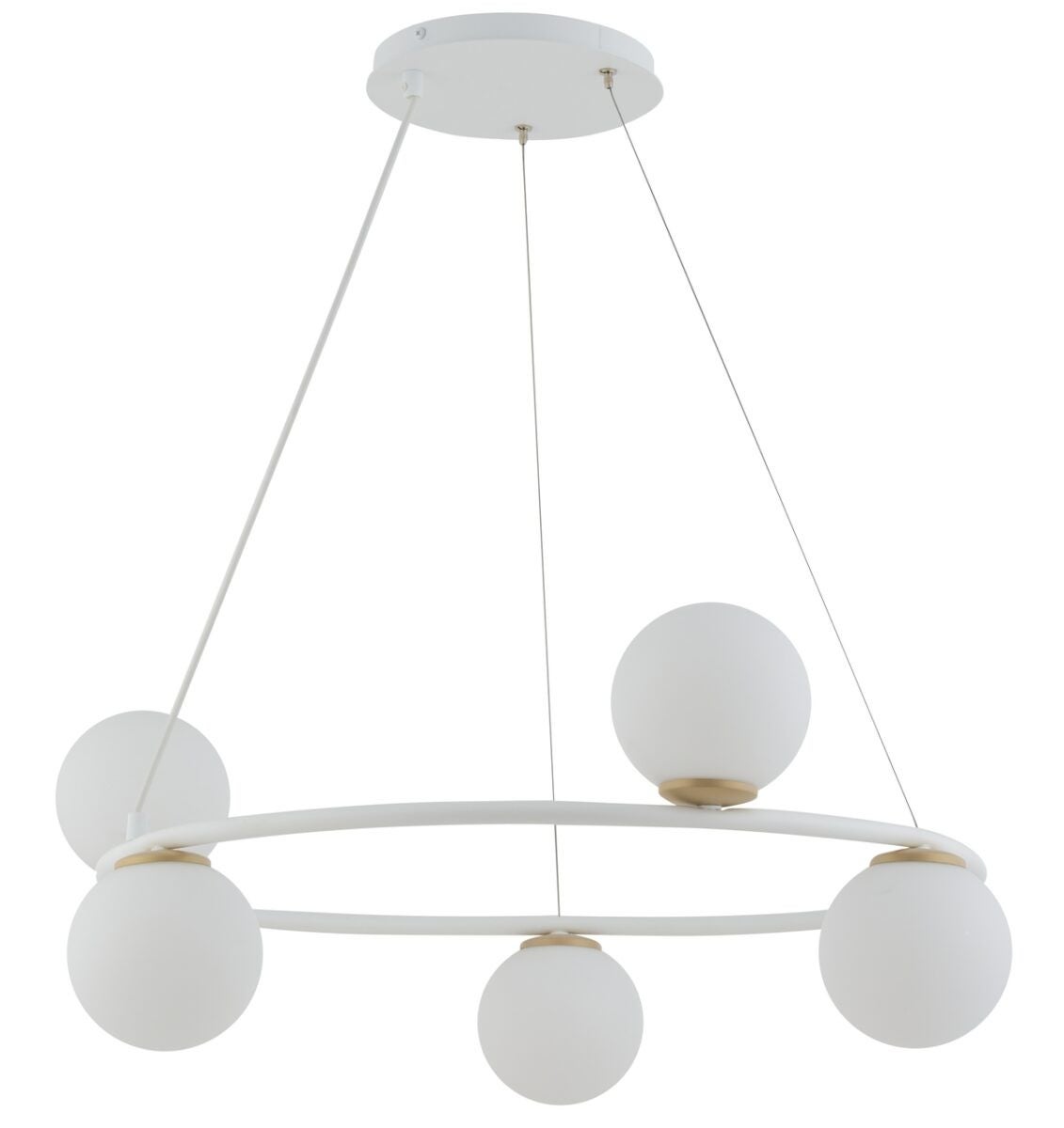 Lampa wisząca Gama Koło biało-złota 5xG9x12W dekoracyjna wym: 70 x 68 x 68 cm szkło SIGMA