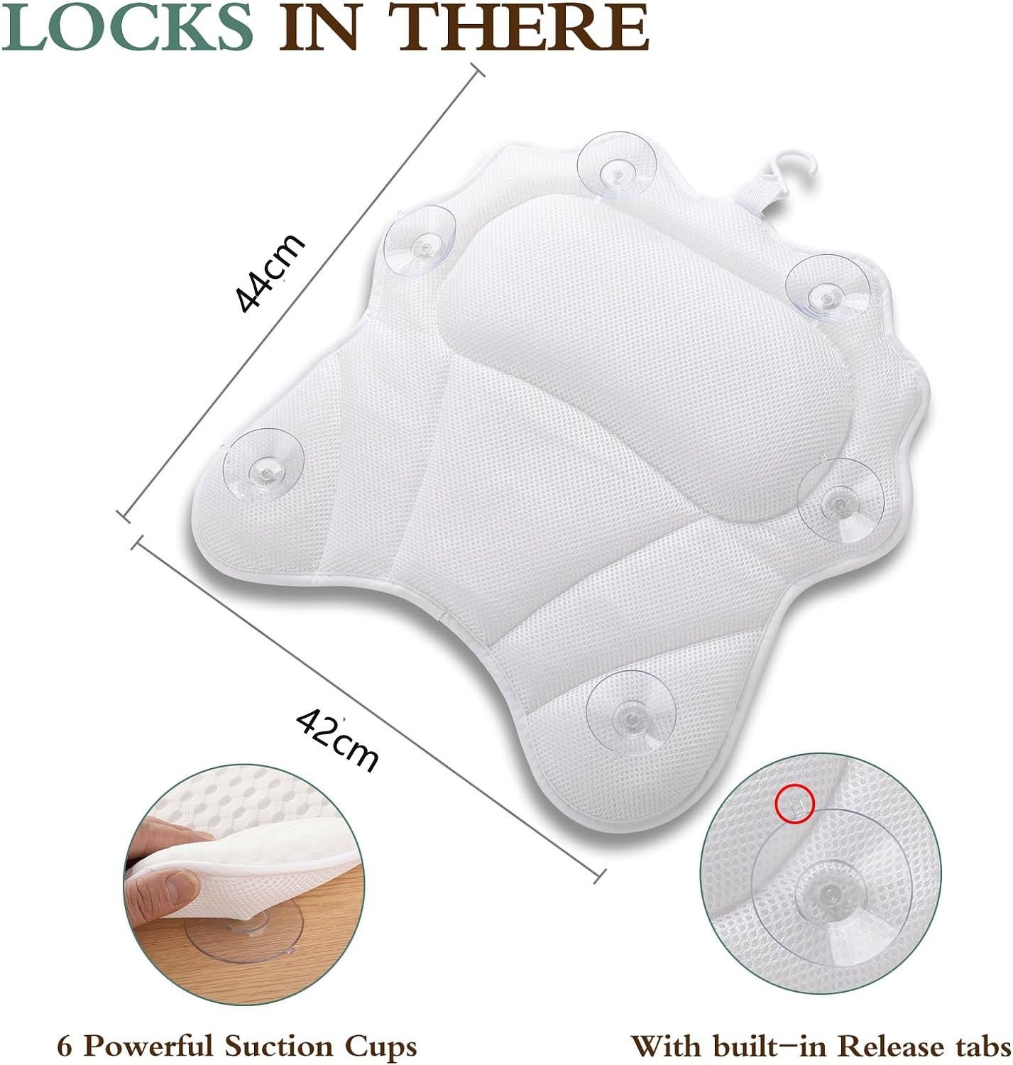 Cuscino Ergonomico Di Lusso Per Vasca Da Bagno Con Supporto Per Testa Collo Spalle E Schiena Cuscino Per Vasca Da Bagno 4d Con 6 Potenti Ventose Adatto A Tutte Le Vasche Da Bagno 94470316