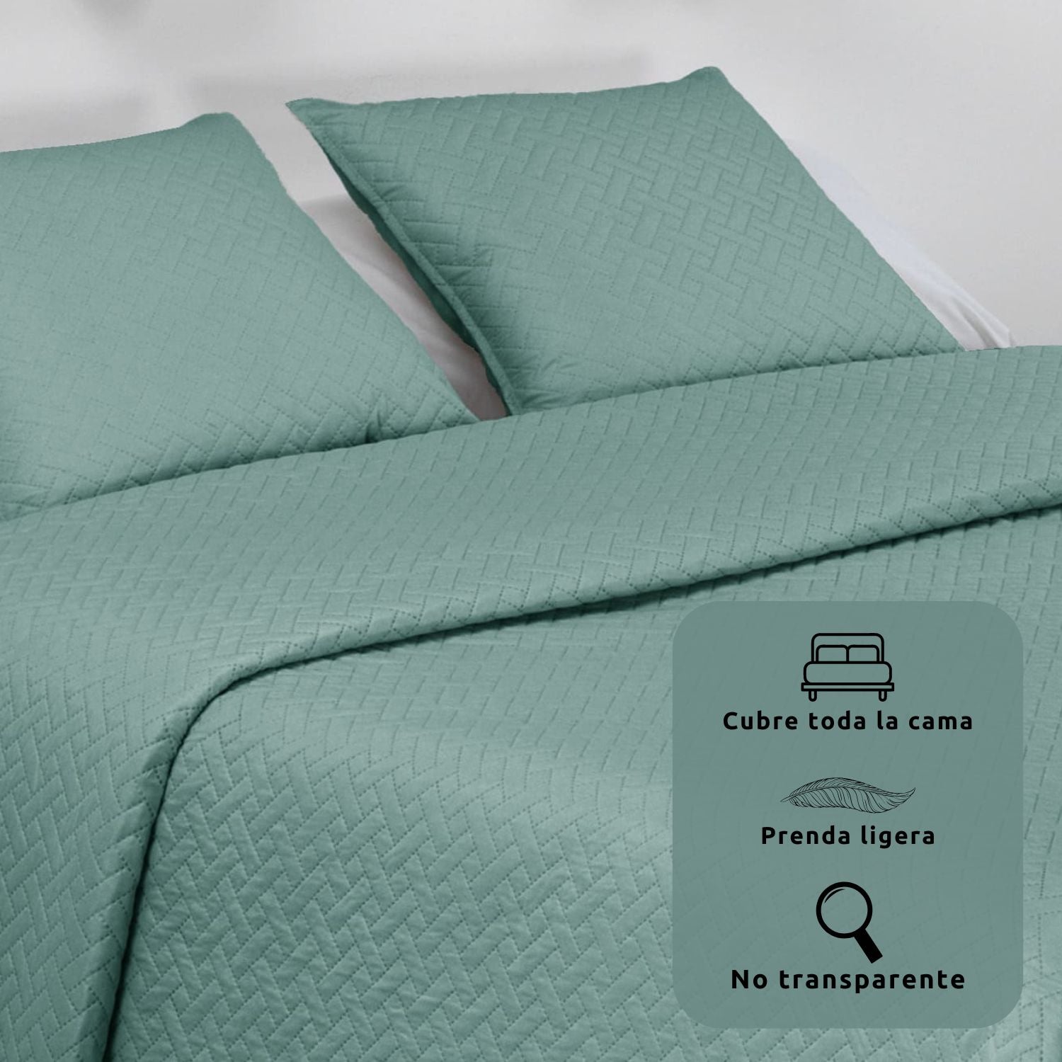 Colcha Bouti Lisa + Fundas Cojines Belmonte Aqua Cama 150 (250x260cm) - 6