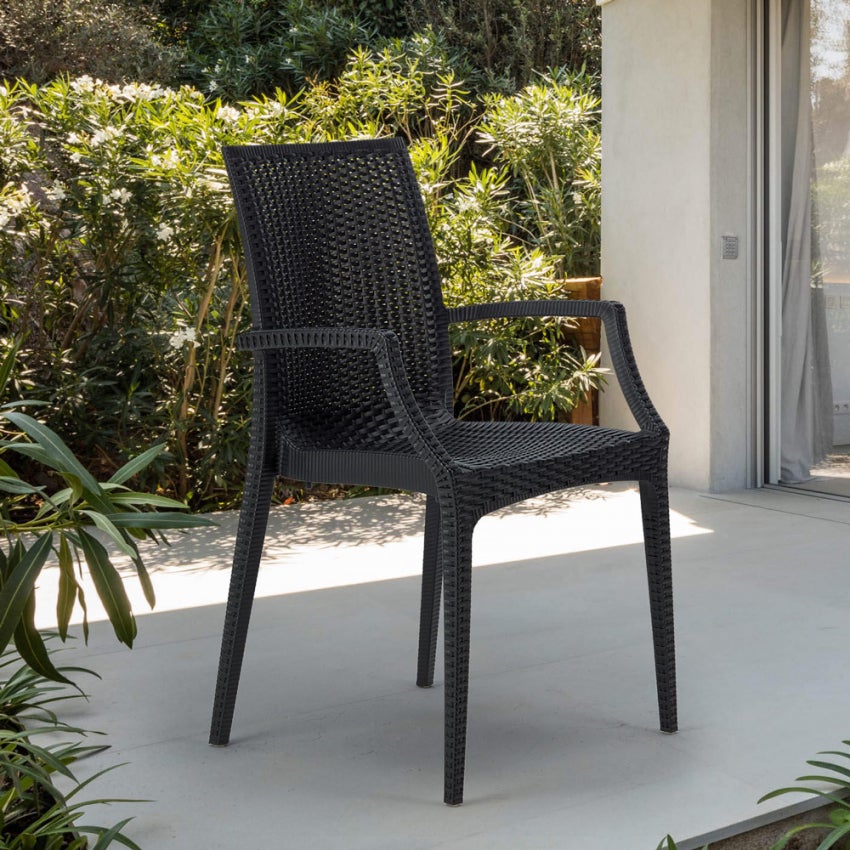20 Sedie poltrone braccioli per bar giardino Poly rattan Bistrot
