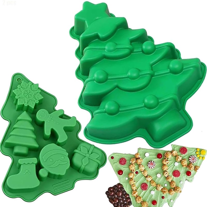2-częściowe silikonowe foremki świąteczne, silikonowa foremka w kształcie choinki, do ciast, deserów, czekoladek, puddingów, galaretek