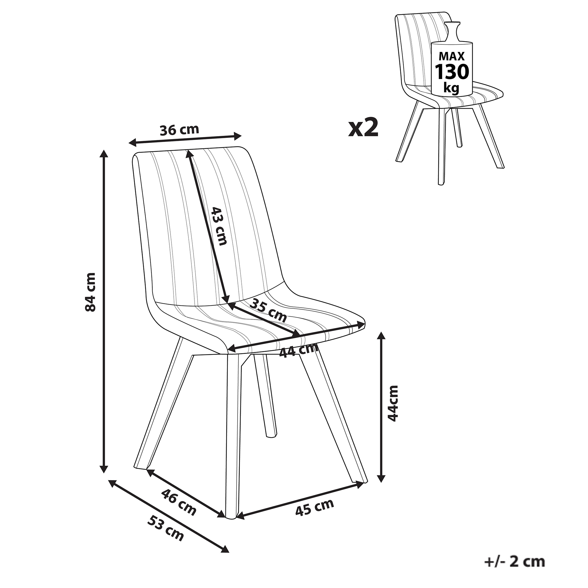 Set di 2 sedie da pranzo CALGARY Nero - 3