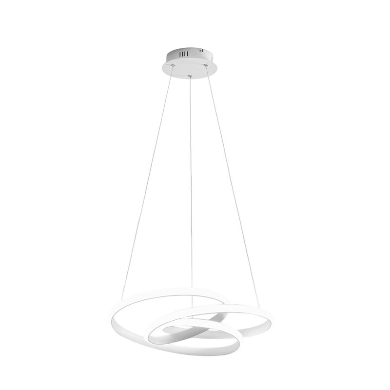 Gea Luce  Diva, Lámpara Colgante Led Regulable 39W, Diseño Moderno En Aluminio Satinado, Luz Cálida 3000K, Aros Entrelazados D.50cm Blanco Aluminio, Leroy Merlin