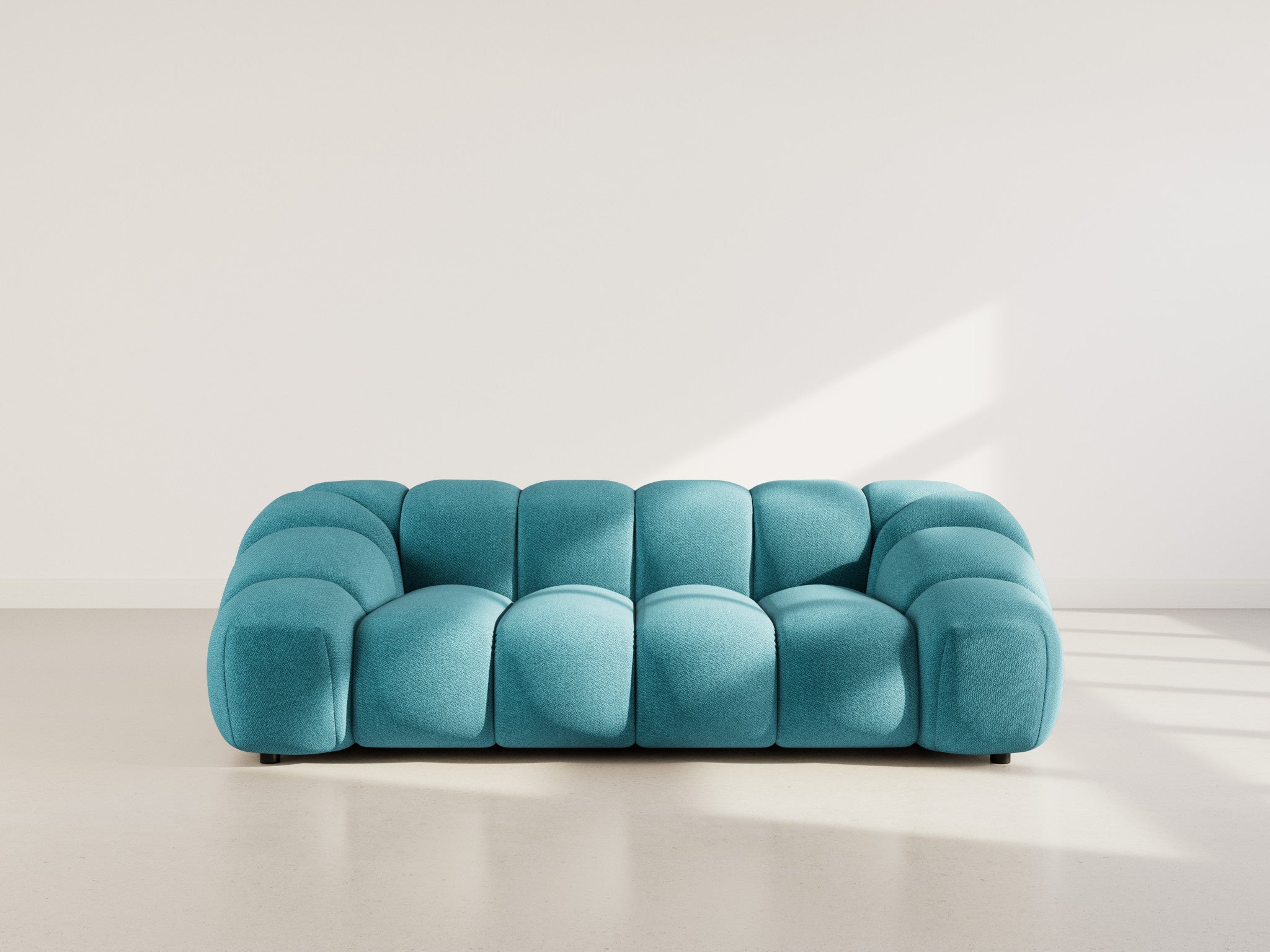 Canapé droit 3 places en velours texturé bleu - AVA - Best Mobilier - 2