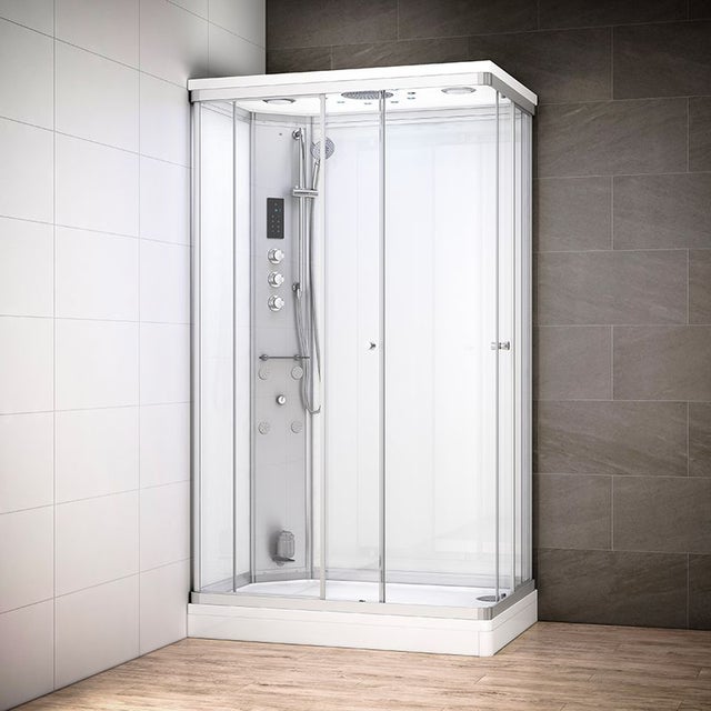 Cabine hammam 120 x 80 SILVER Blanc rectangulaire gauche (accès angle)