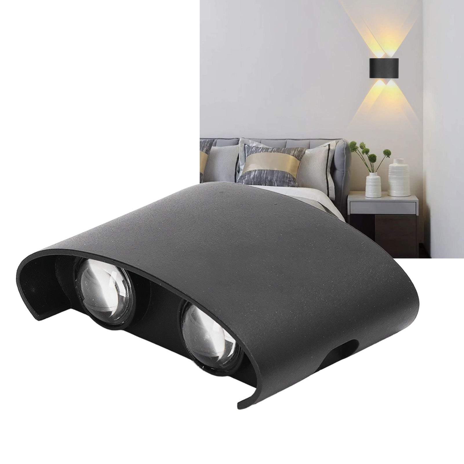 Wodoodporna nowoczesna lampa ścienna LED do dekoracji wnętrz i na zewnątrz 90-265V 4W Czarna obudowa Białe światło