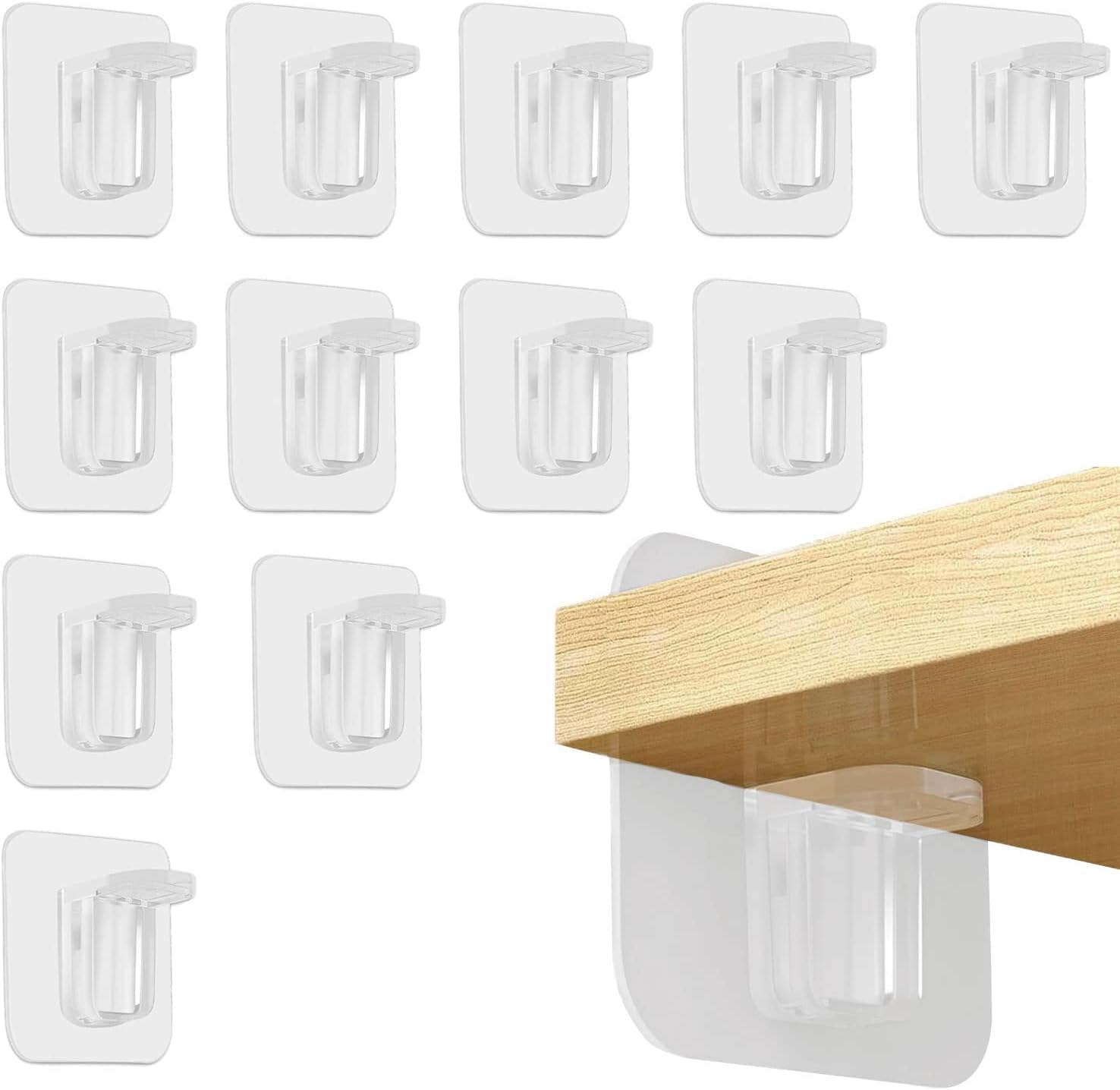 6 Supports D'étagère Autocollants, 14 X 6 Cm, Supports Muraux Adhesifs Transparents Sans Perforation 97511999