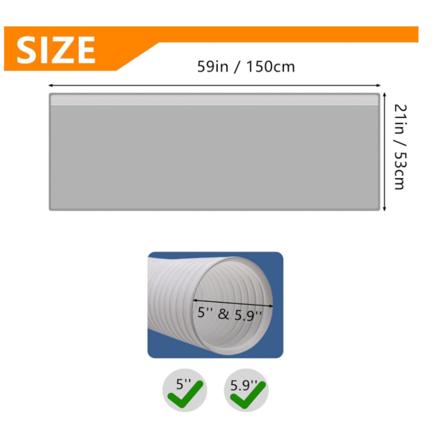 ZAEWRY Housse de protection pour tuyau de climatiseur portable — Housse anti-poussière et thermo-isolante, avec 4 sangles élastiques — Gris - 2