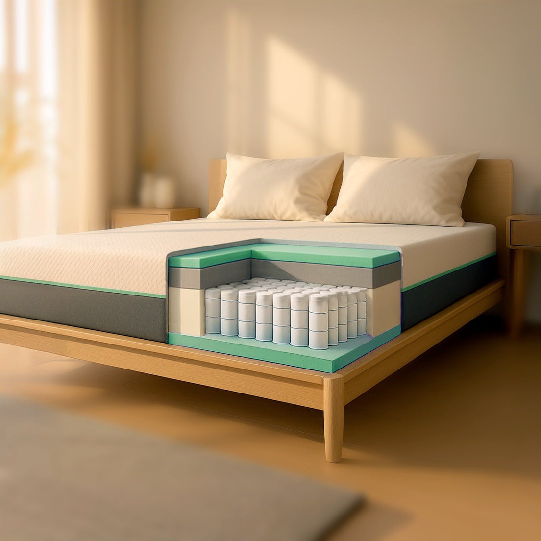 The White Stone Materac 160x200 Sprężyny Kieszeniowe i Memory Foam Wysoki 25 cm | Hipoalergiczny, Oddychający, Zdejmowany