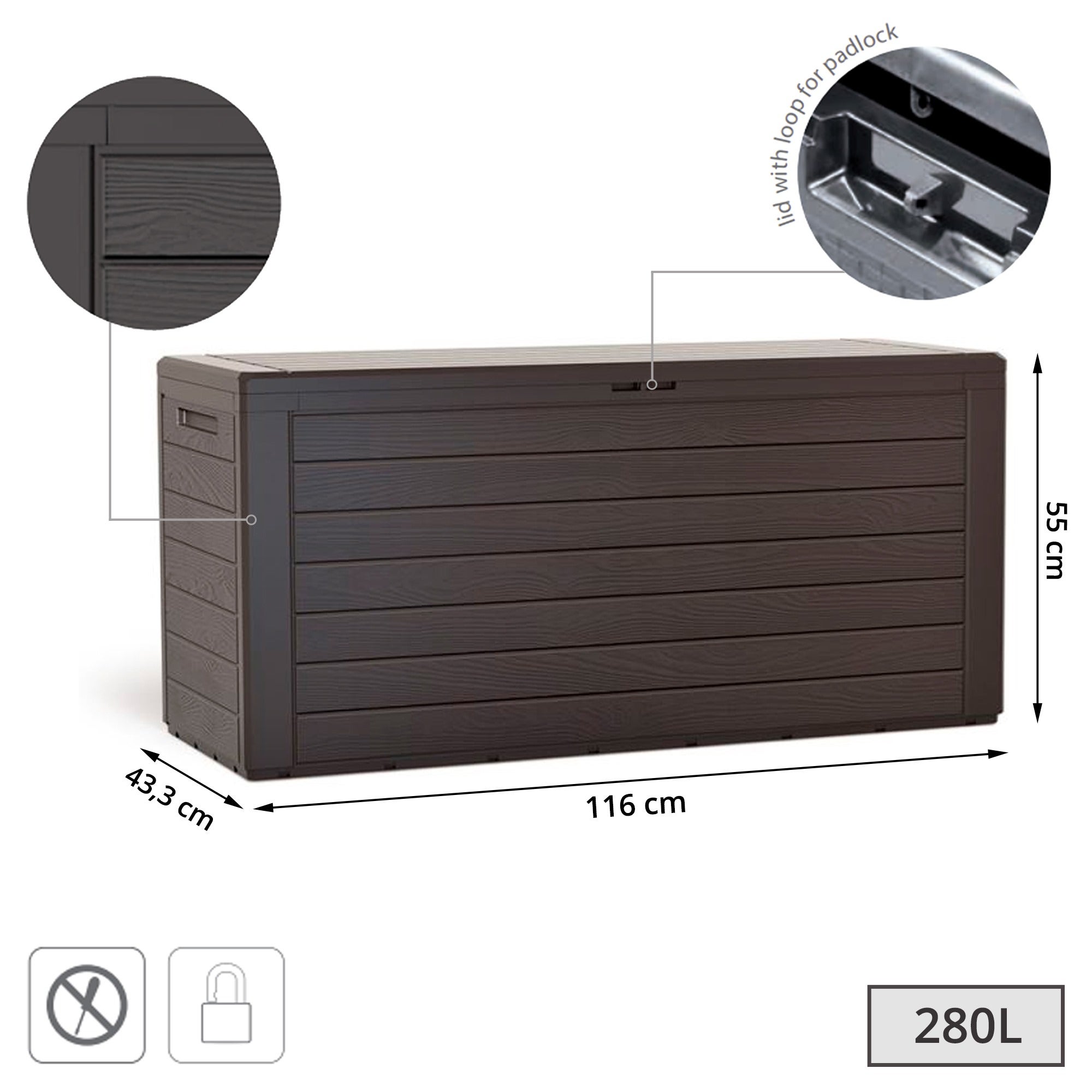 ARCON DE RESINA WOODEBOX BRONCE 280 L MARCA VAM - 2