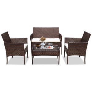 Set Salotto Da Giardino In Polyrattan Feel2Home - Divani, Tavolo E Cassapanica - Fino A 8 Posti - Foto 2