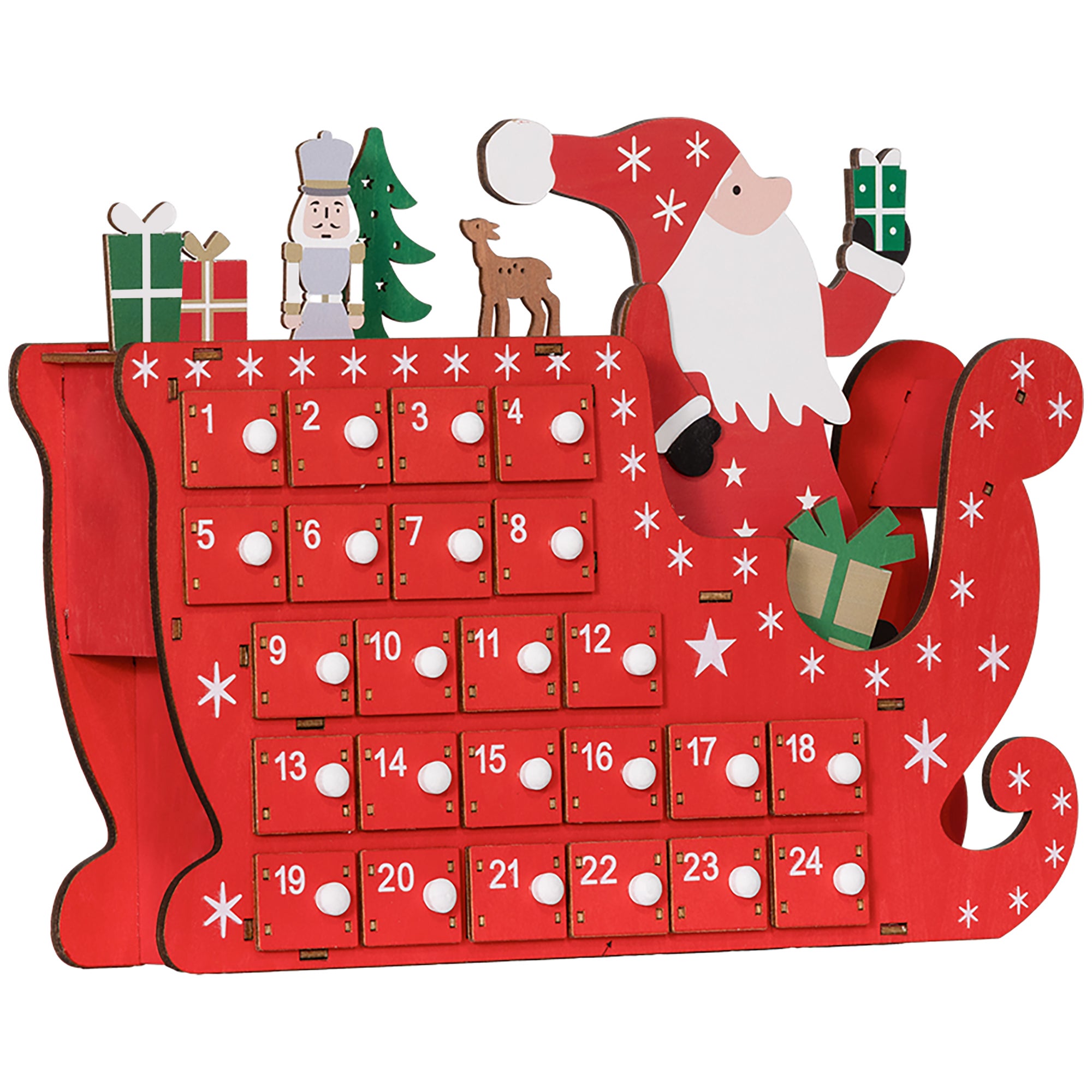 Calendrier De L'Avent En Bois à Tiroirs - Déco De Noël Authentique
