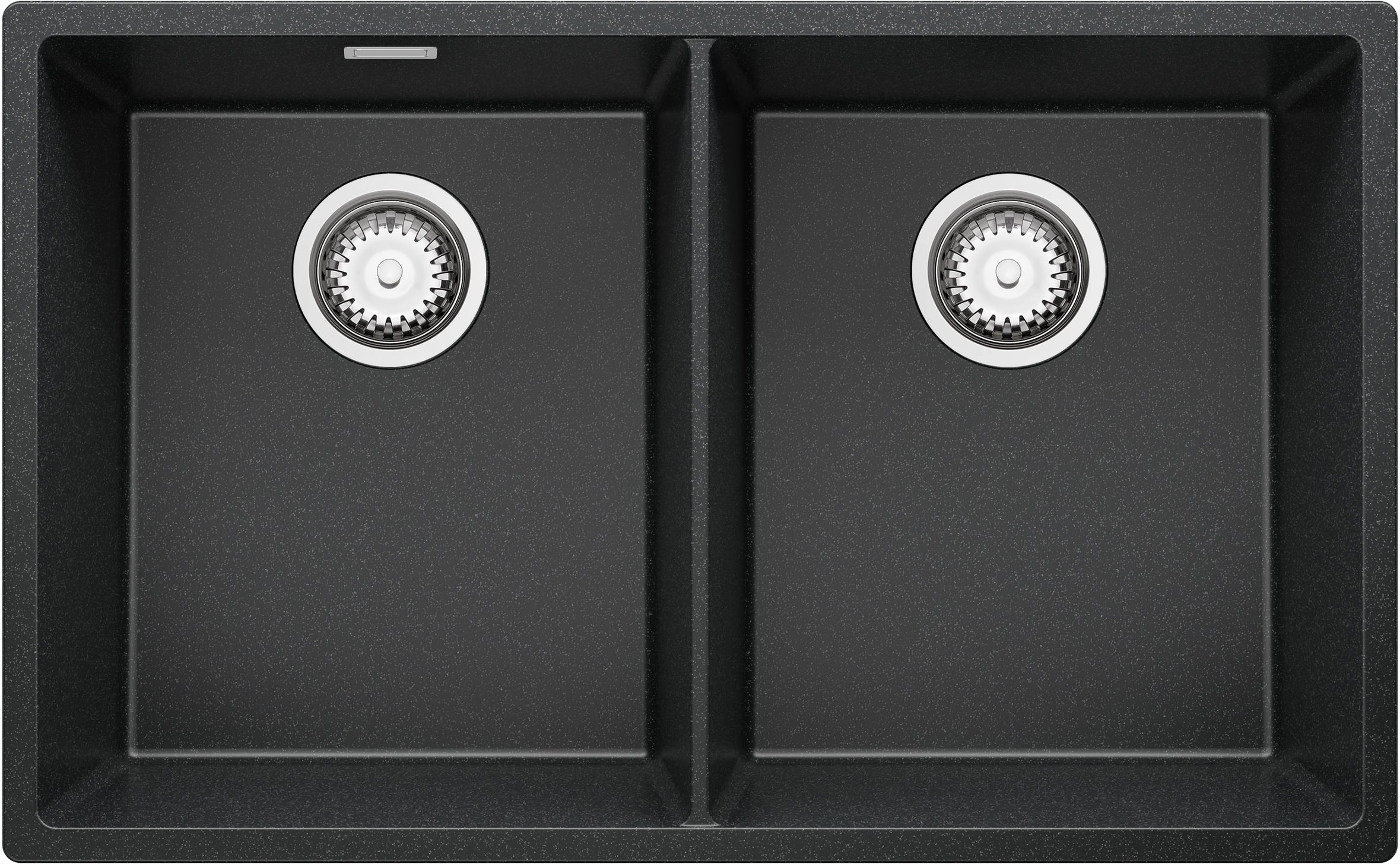 Zlewozmywak Grafitowy 76x47cm, Zlew Kuchenny 2 Komorowy + Syfon, Nablatowy do szafki od 80cm - Londyn Slim Twin PRIMAGRAN