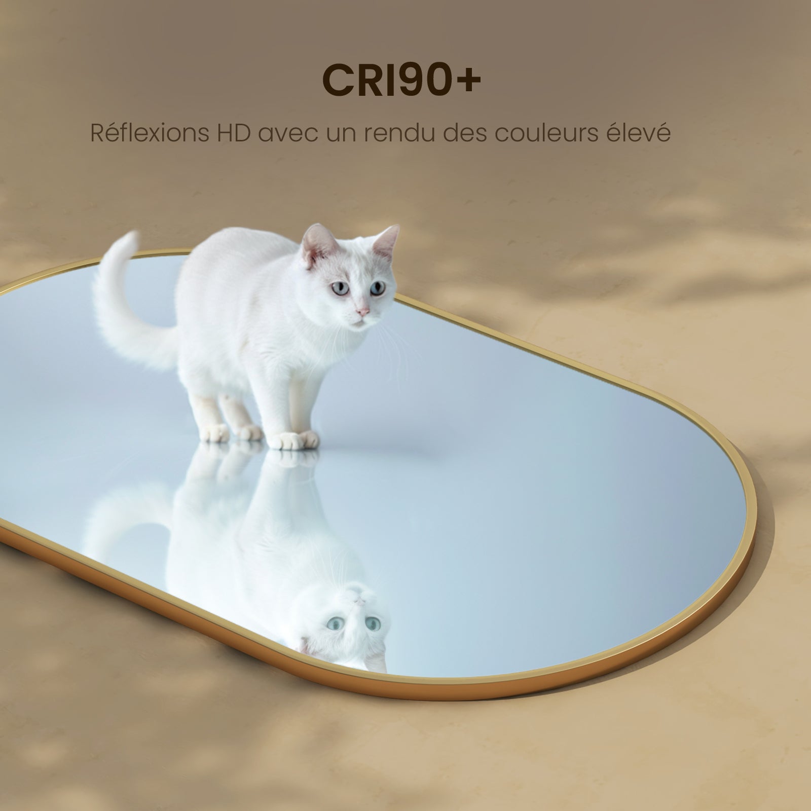 EMKE Miroir mural 50 × 70 cm Miroir ovale avec cadre doré, Miroir non lumineux salle de bain - 3