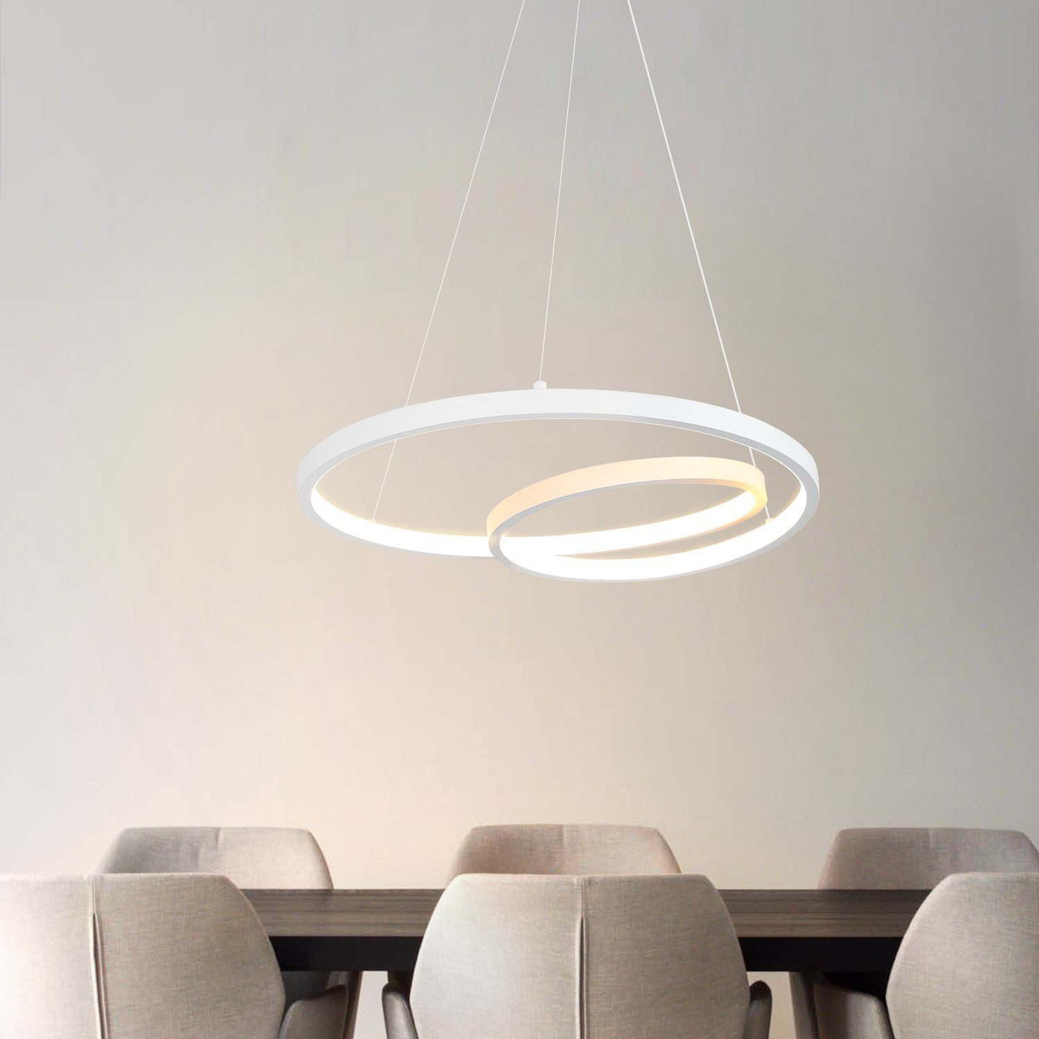 NETTLIFE Lampadario Moderno a Sospensione a LED in Ferro 34W Bianco Diam.40cm Dimmerabile Un Design Creativo per Soggiorno Camera da Letto Cucina - 5