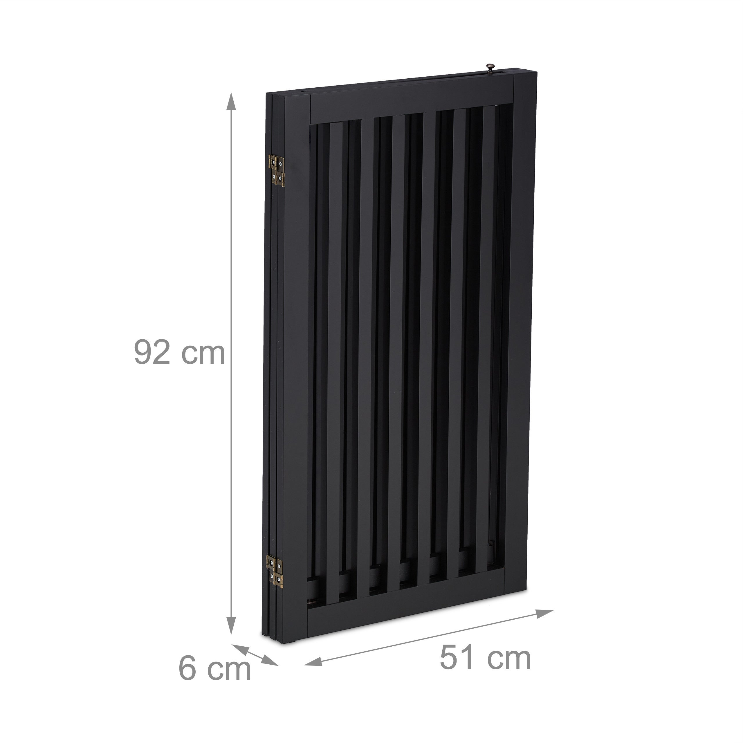 Barrière de sécurité pour chiens à 3 panneaux, pliable et autoportante, avec porte et pieds, en MDF noir, 92 x 154 x 30 cm, Relaxdays - 5