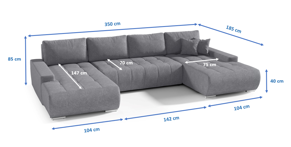 Canapé panoramique convertible BELUTI avec coffre de rangement - 4