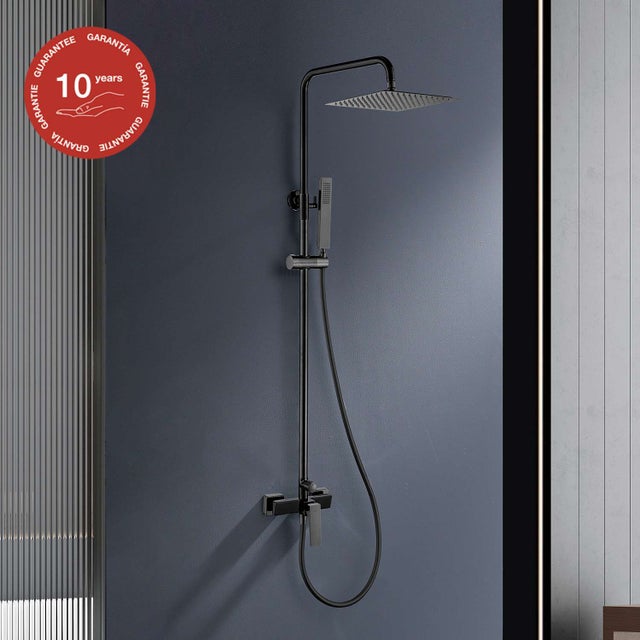 Colonna doccia con rubinetto meccanico SKY BATH nero cristallo serie INFINITE