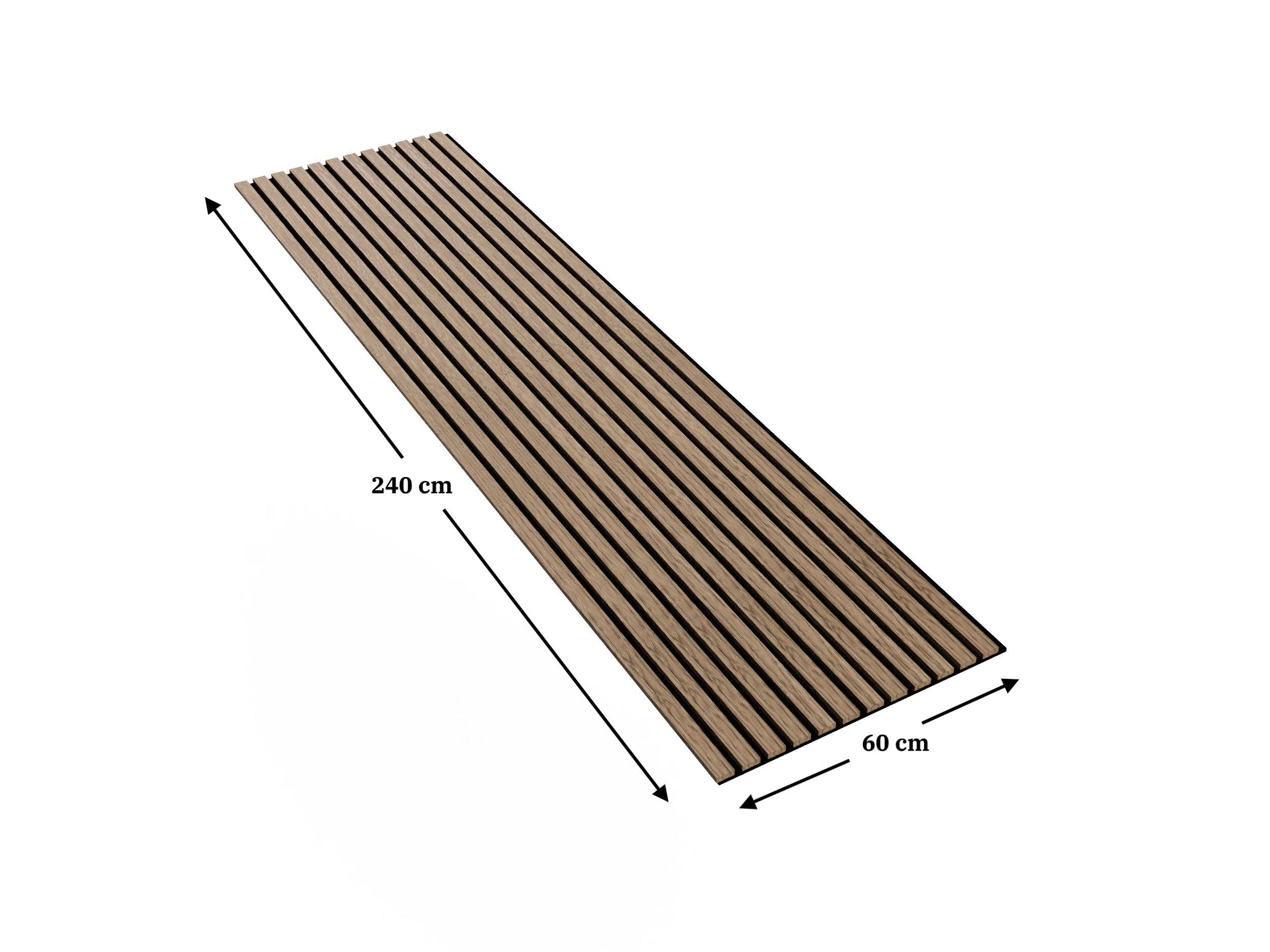 Panneau Tasseau Acoustique en Bois - Chêne Naturel - 2400x600mm - Lattes 40mm, Dos en Feutre Gris - 8