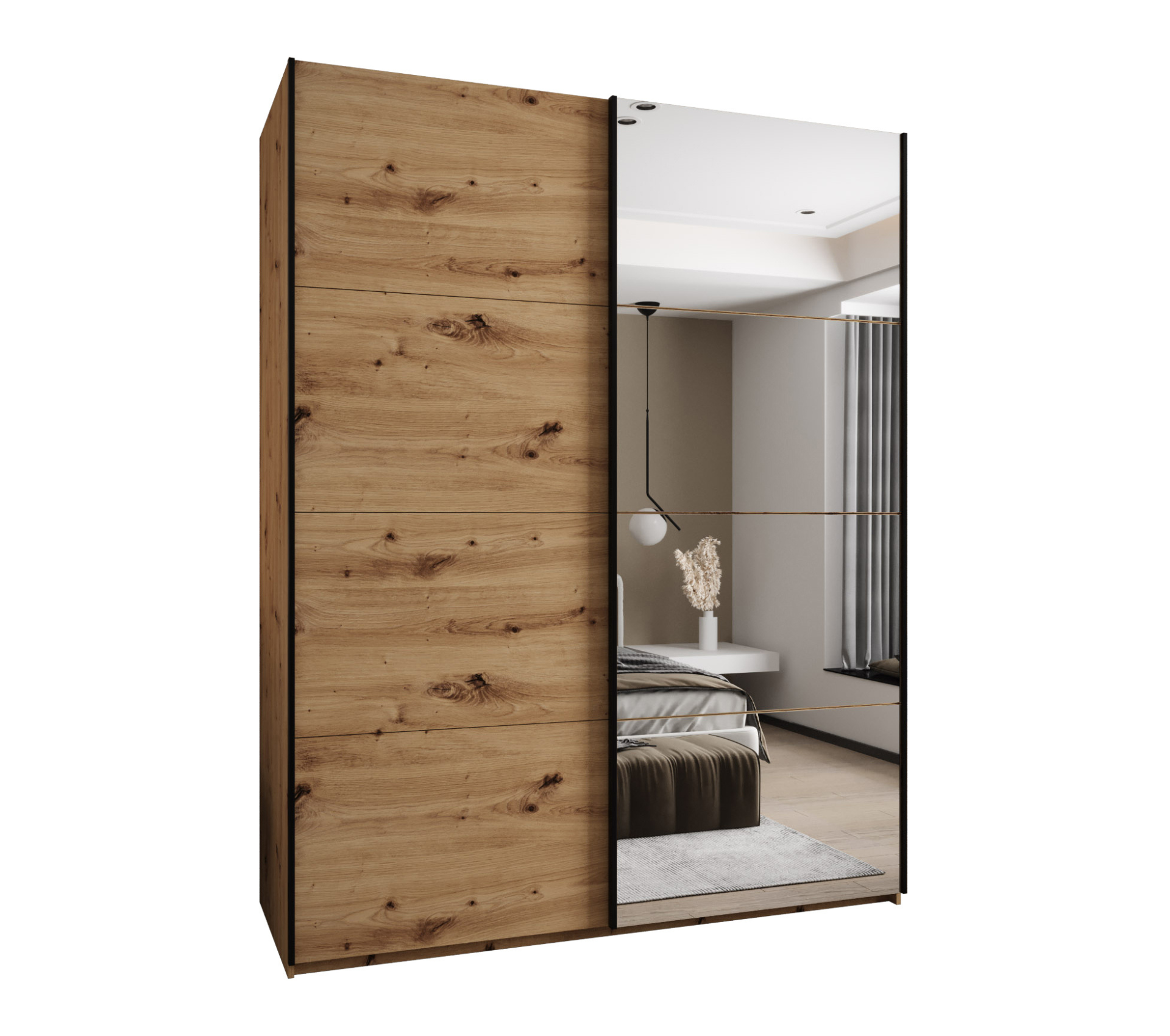 Szafa przesuwna wysoka Lux 3 200 x 64 x 245,5 cm artisan + artisan + u. czarny - Abiks Meble
