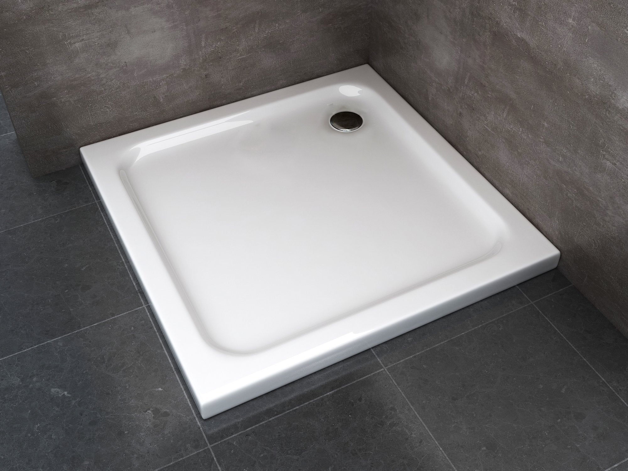 Receveur de douche carré surbaissé en Abs avec bonde inclus H. 5 cm – 80 x 80 - 2